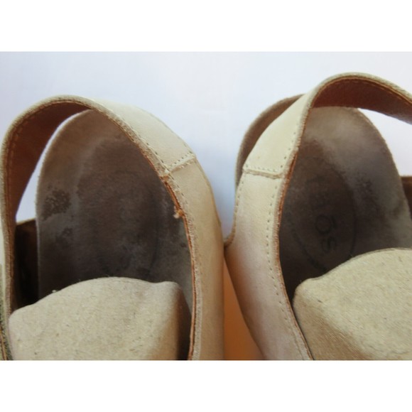 Taos Sandal Tan Nubuck Cork Sz 9-9.5/40 #5246 Flat Ankle 2 Strap Slingback - Picture 6 of 10